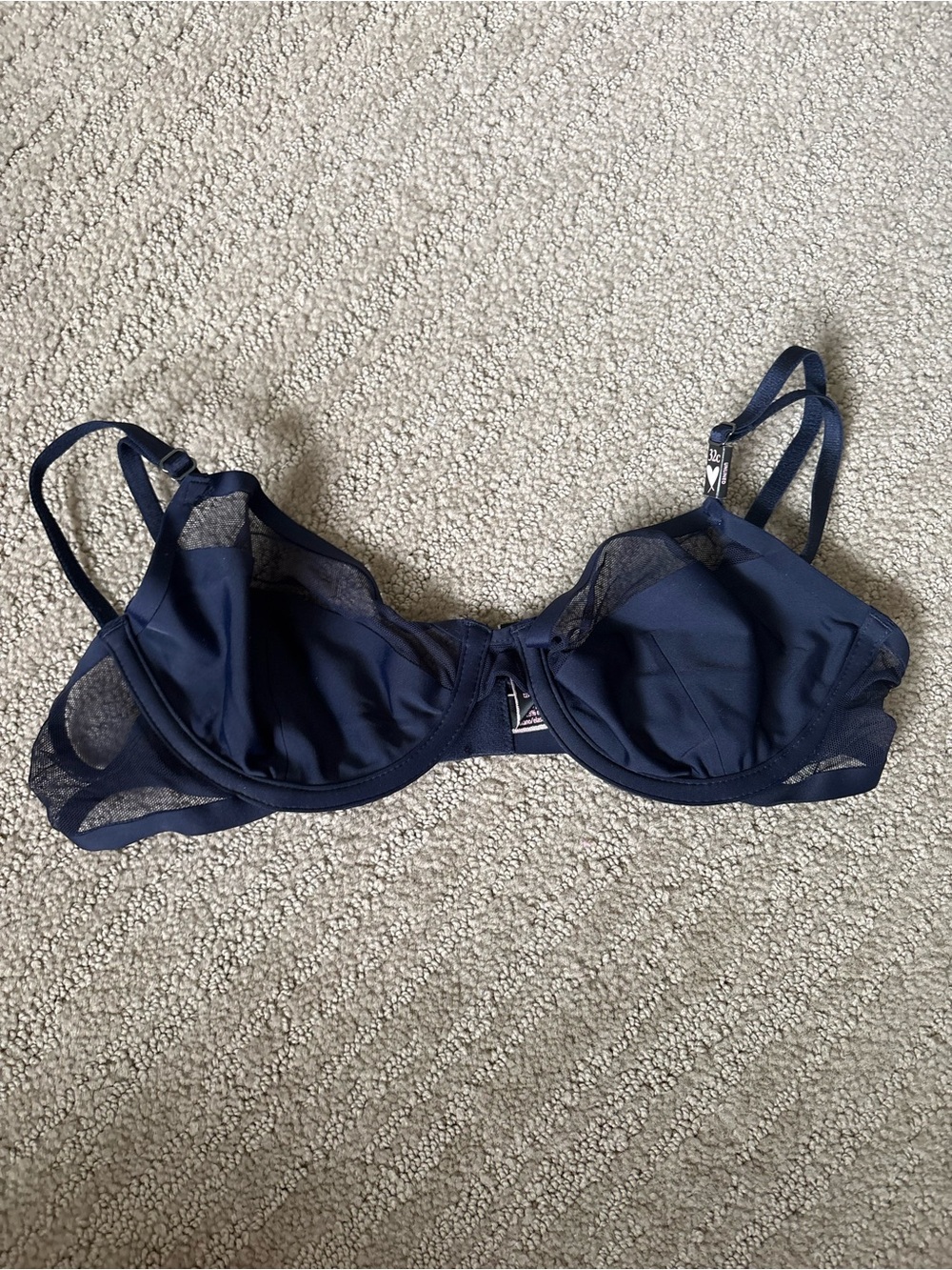 Victoria's Secret Navy Underwire Mesh-Panel Bra
